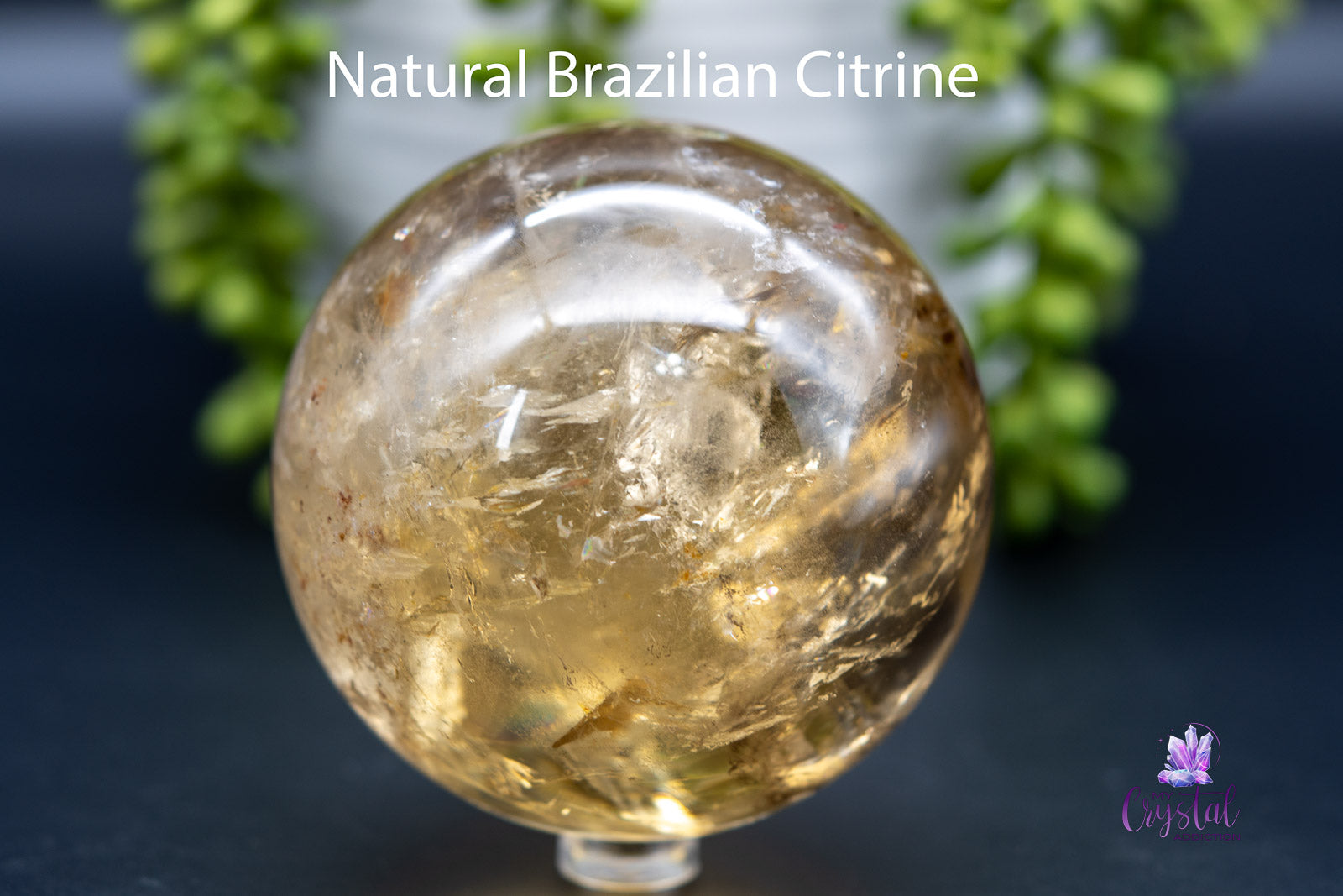 Citrine Sphere 3.2"/83mm - Brazilian w/Rainbows - My Crystal Addiction