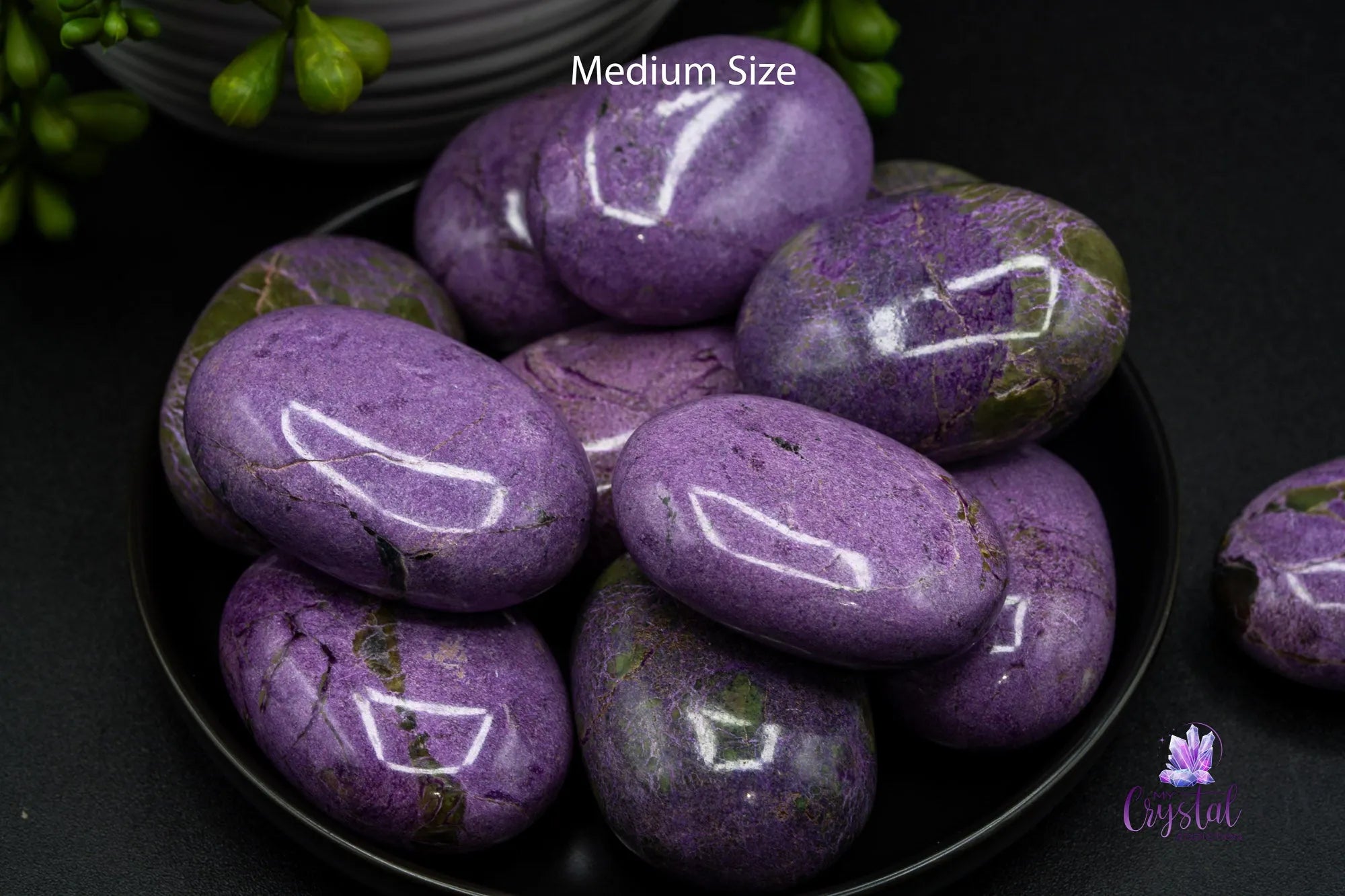 Stichtite | Atlantasite Palmstone - More Purple - My Crystal Addiction