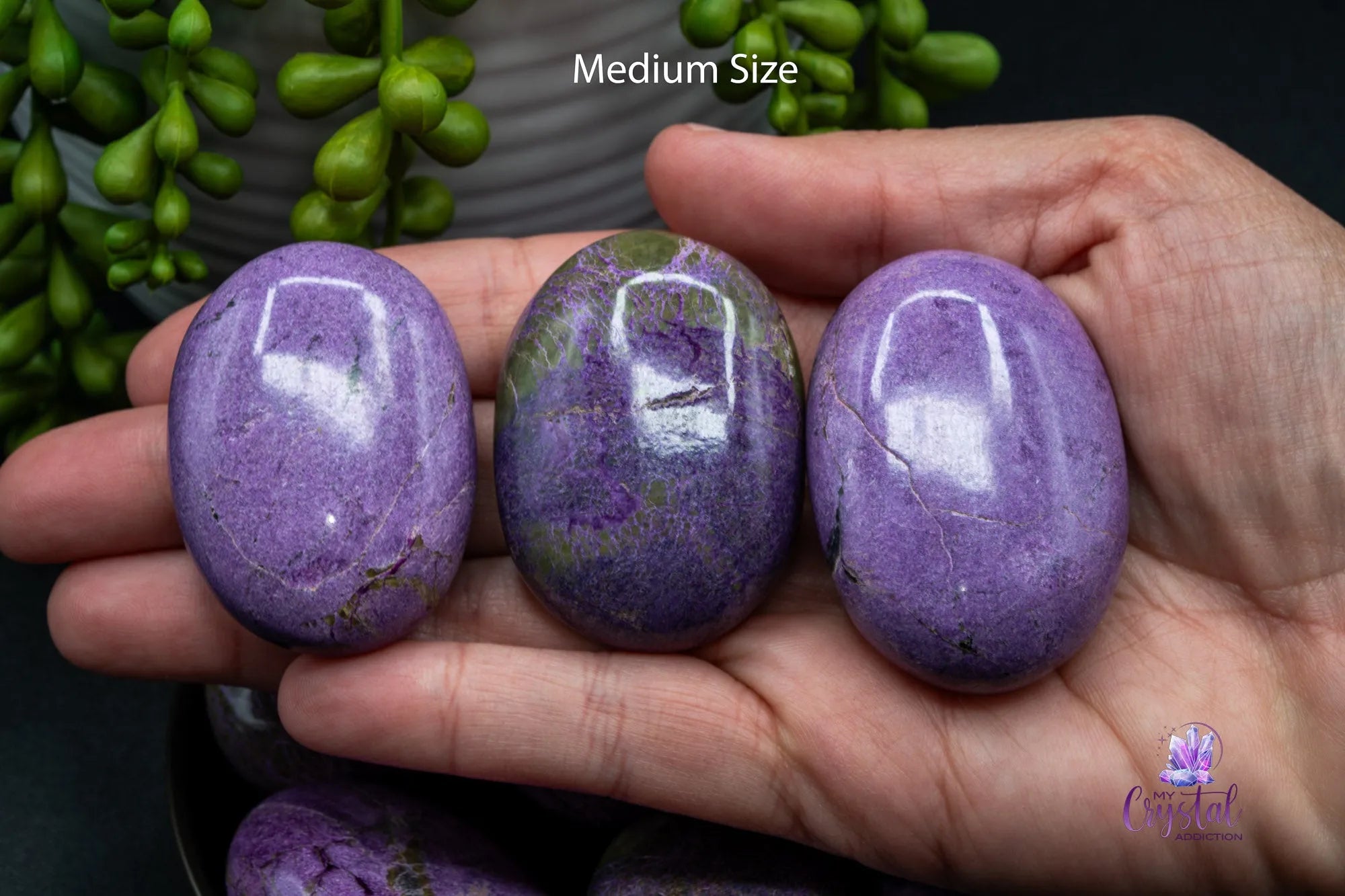 Stichtite | Atlantasite Palmstone - More Purple - My Crystal Addiction