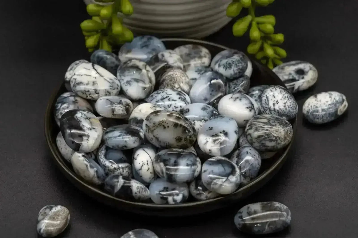 Dendritic Opal AAA Tumbled Stone - Heart Chakra - My Crystal Addiction