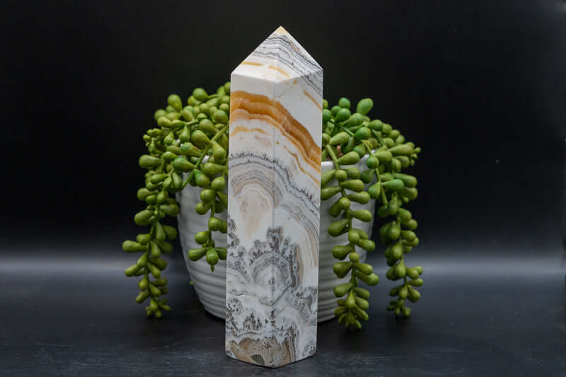Dendritic Orange Calcite Tower - 7.5" - My Crystal Addiction