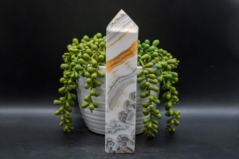 Dendritic Orange Calcite Tower - 7.5" - My Crystal Addiction