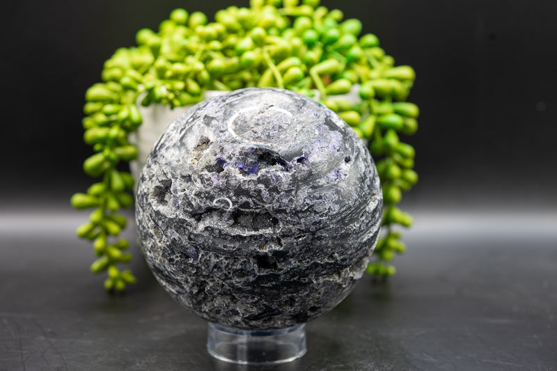 Druzy Sphalerite Sphere with Purple Fluorite - Third Eye Chakra - My Crystal Addiction