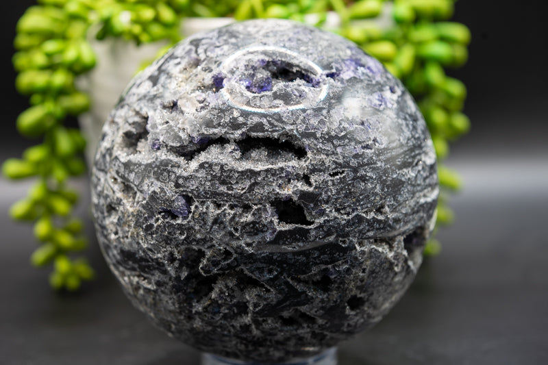 Druzy Sphalerite Sphere with Purple Fluorite - Third Eye Chakra - My Crystal Addiction