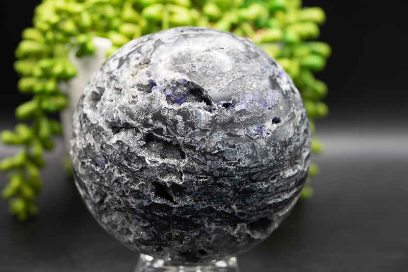 Druzy Sphalerite Sphere with Purple Fluorite - Third Eye Chakra - My Crystal Addiction