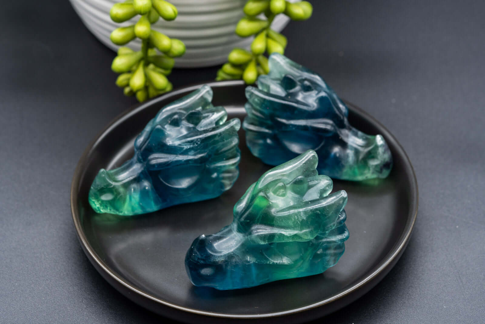 Fluorite Dragon Head Carving - Blue/Green - My Crystal Addiction
