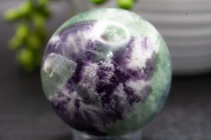 Fluorite Sphere - Snowflake 2" - My Crystal Addiction