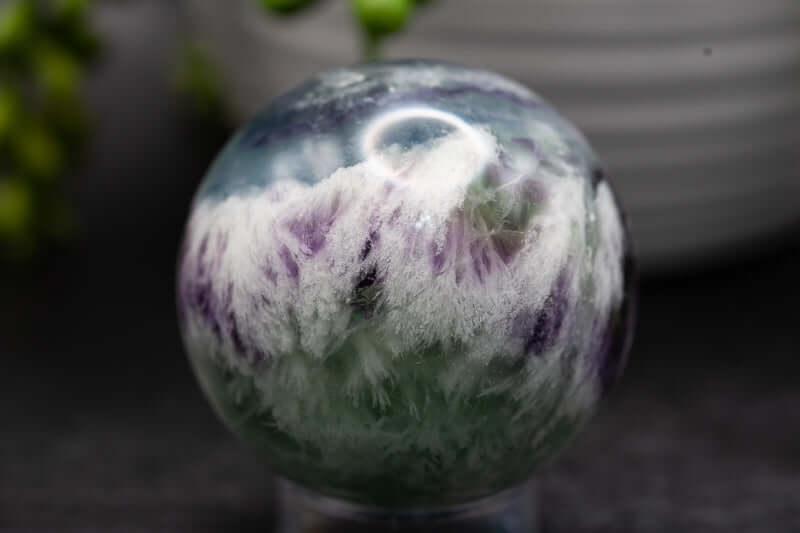 Fluorite Sphere - Snowflake 2" - My Crystal Addiction