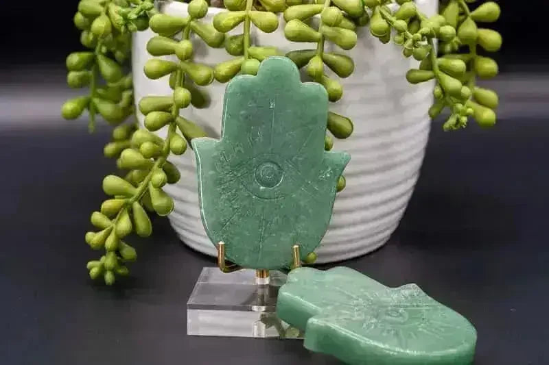 Green Aventurine Hamsa Carving - Heart Chakra - My Crystal Addiction