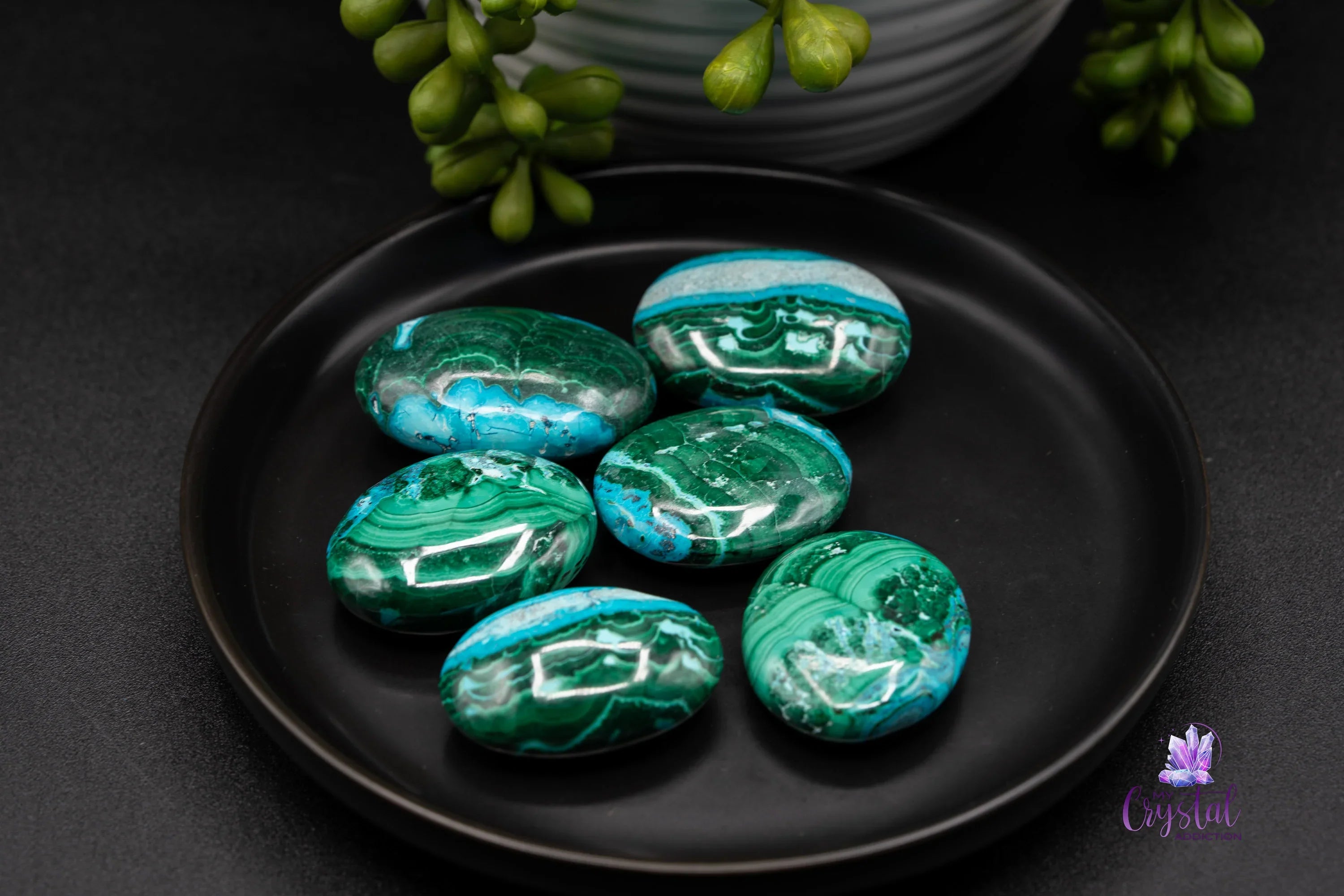 High Quality Malacolla Mini Palm Stone - Malachite & Chrysocolla - My Crystal Addiction