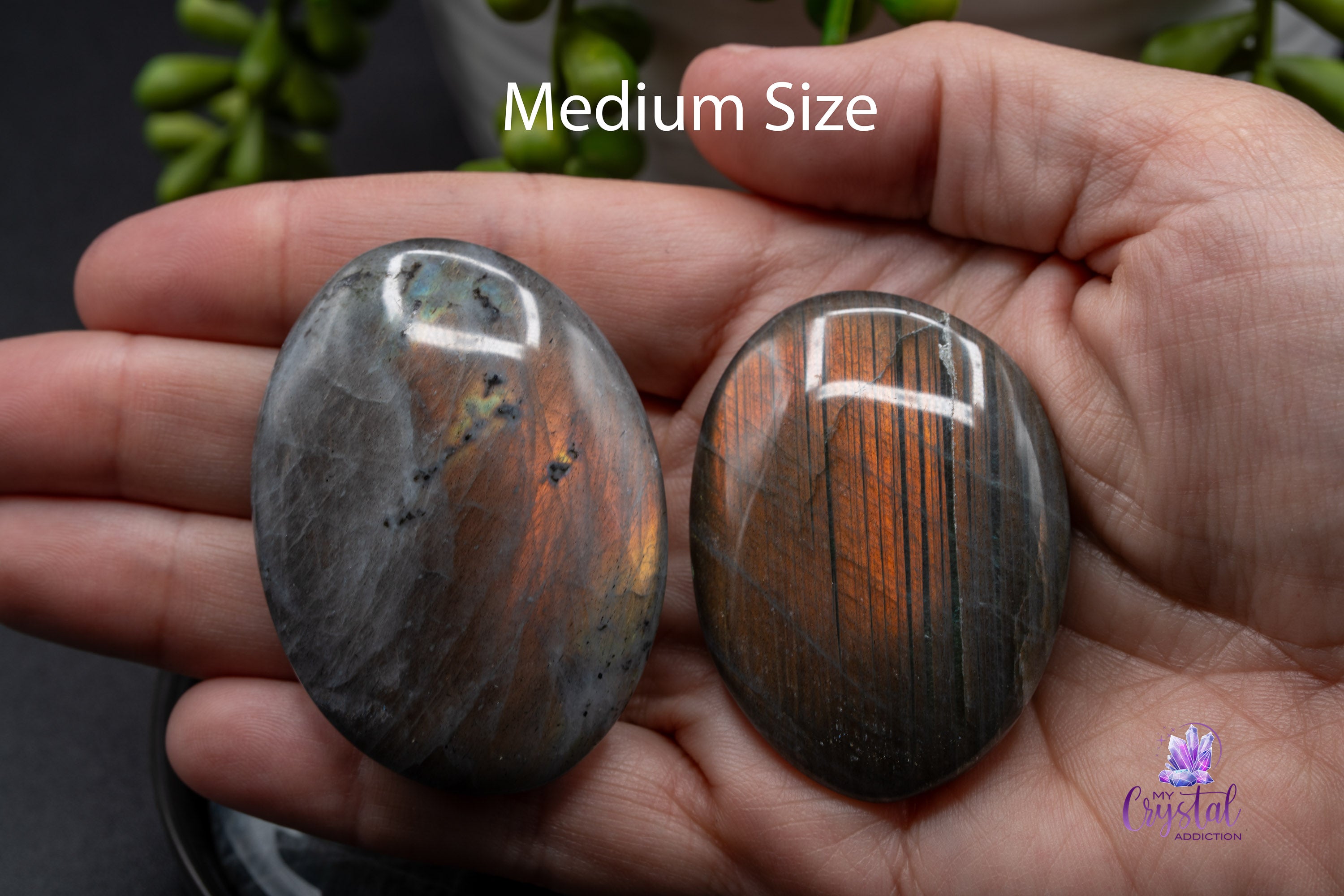 Labradorite Palm Stone - Orange Flash - My Crystal Addiction