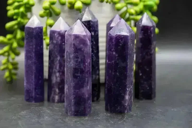 Lepidolite Tower Dark Purple - Third Eye Chakra - My Crystal Addiction