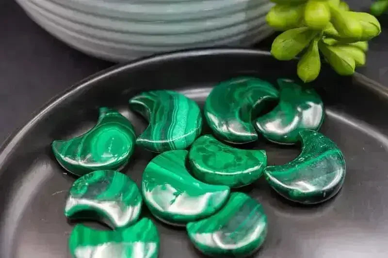 Malachite Moon Carving 3/4" - Heart Chakra - My Crystal Addiction