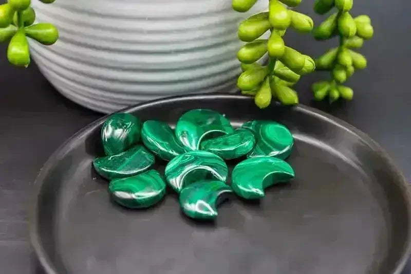 Malachite Moon Carving 3/4" - Heart Chakra - My Crystal Addiction