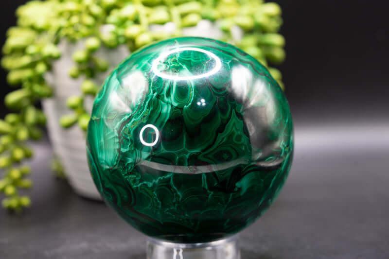 Malachite Sphere - Large with Druzy 3.9"/99mm - My Crystal Addiction