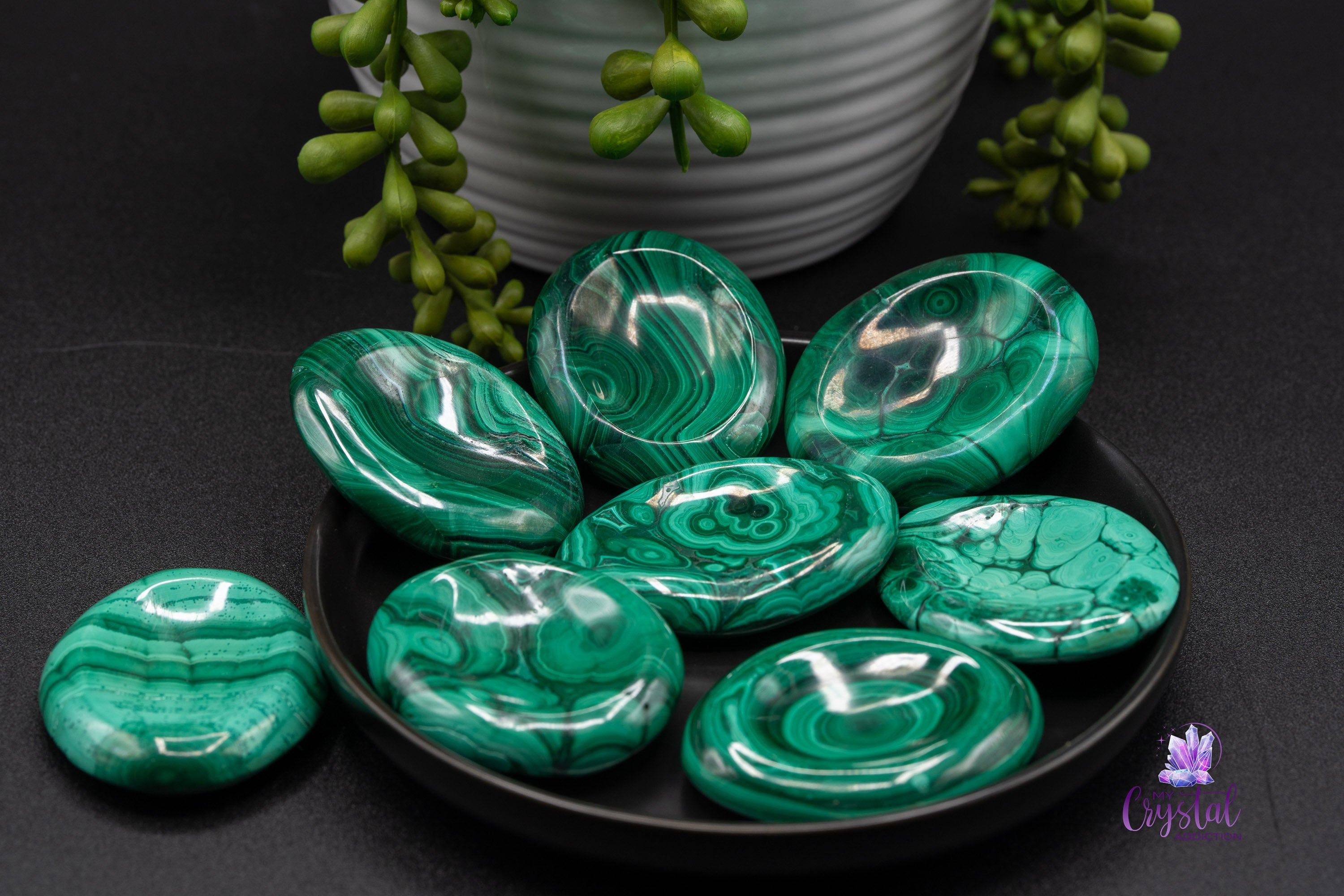 Malacolla Worry Stone - Malachite & Chrysocolla - Throat Chakra - My Crystal Addiction
