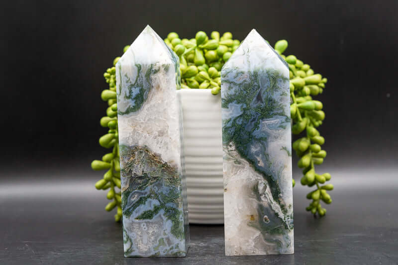 Moss Agate Tower 6" - My Crystal Addiction