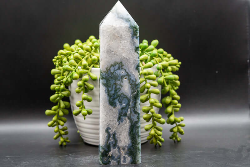 Moss Agate Tower 7.5" - My Crystal Addiction