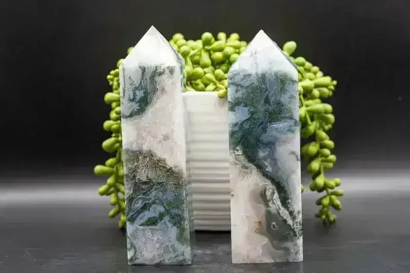 Moss Agate Tower - Heart Chakra - My Crystal Addiction