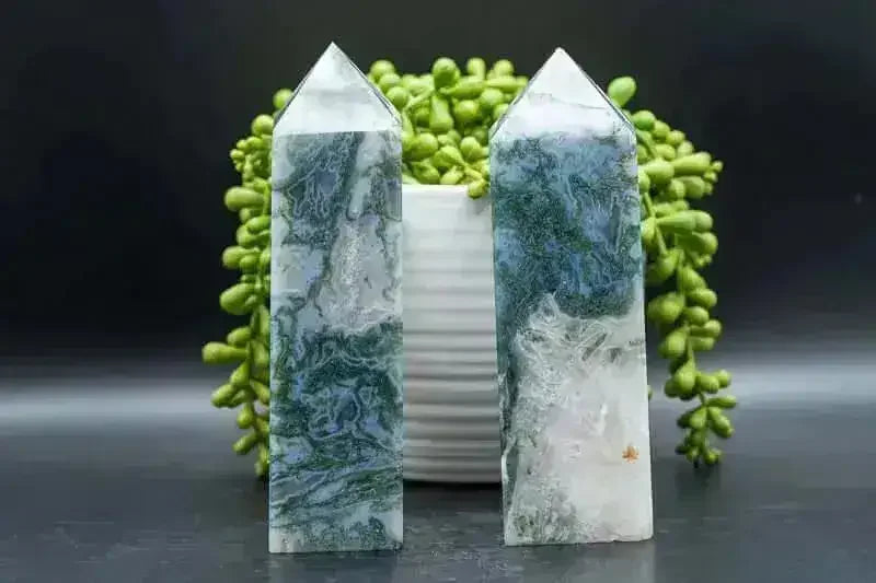 Moss Agate Tower - Heart Chakra - My Crystal Addiction