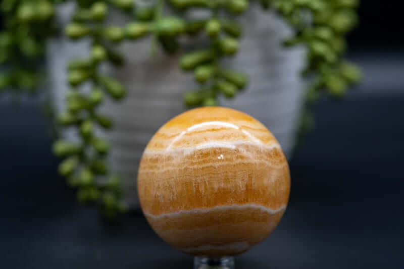 Orange Calcite Sphere 61mm/2.4" - My Crystal Addiction
