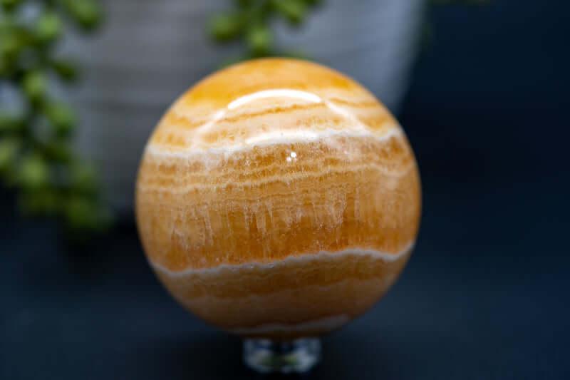 Orange Calcite Sphere 61mm/2.4" - My Crystal Addiction