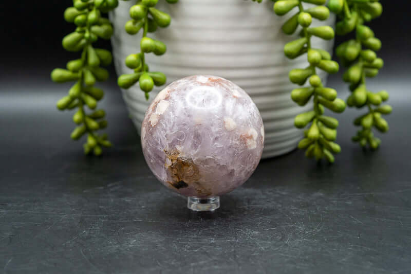 Pink Amethyst w/Flower Agate Sphere 2.4" - My Crystal Addiction