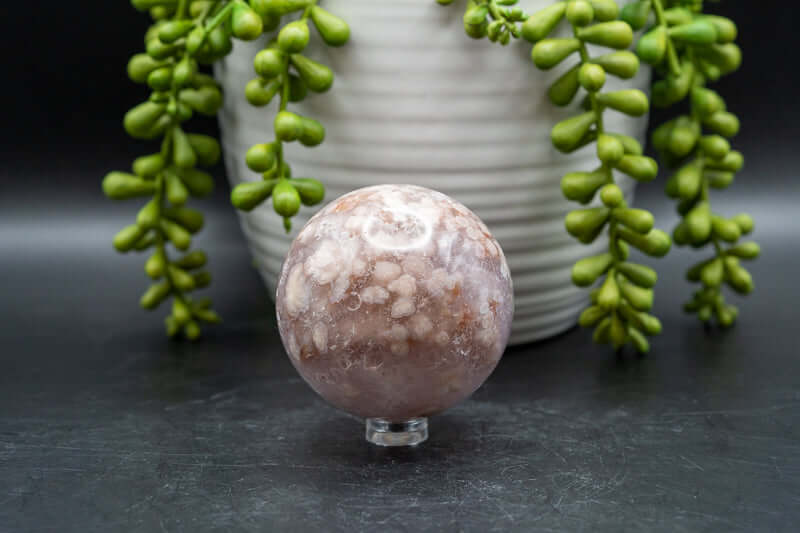 Pink Amethyst w/Flower Agate Sphere 2.4" - My Crystal Addiction