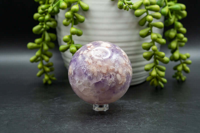 Pink Amethyst w/Flower Agate Sphere 2.5" - My Crystal Addiction