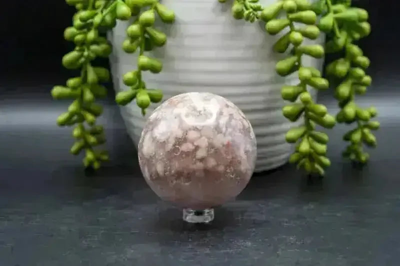 Pink Amethyst with Flower Agate Sphere - Heart Chakra - My Crystal Addiction