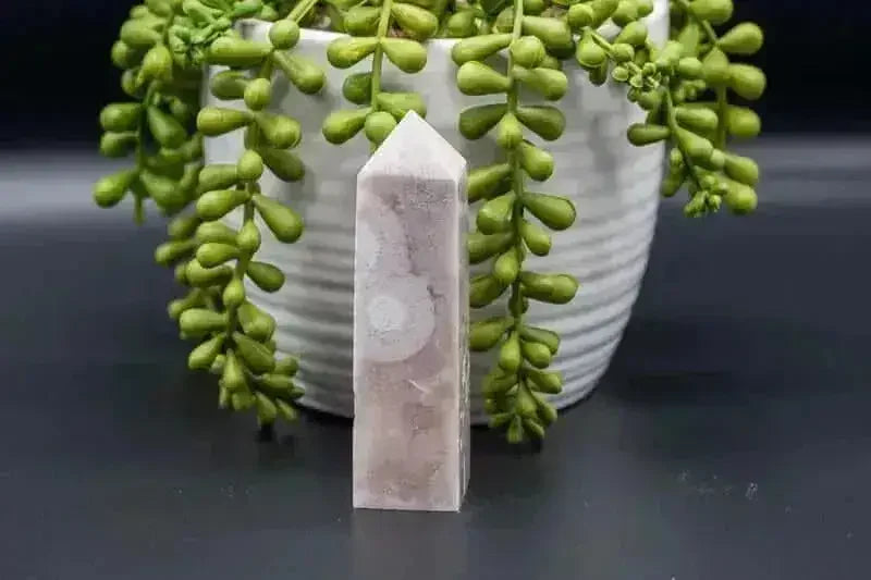 Pink Amethyst with Flower Agate Tower - Heart Chakra - My Crystal Addiction