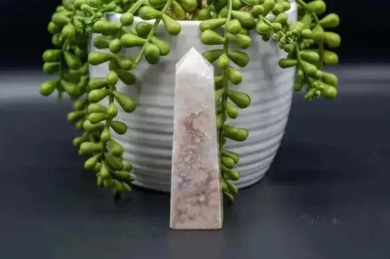 Pink Amethyst with Flower Agate Tower - Heart Chakra - My Crystal Addiction