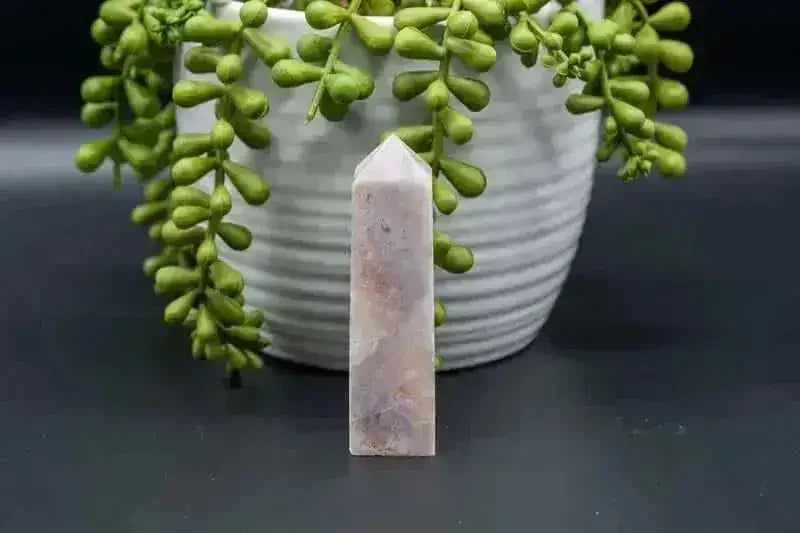 Pink Amethyst with Flower Agate Tower - Heart Chakra - My Crystal Addiction