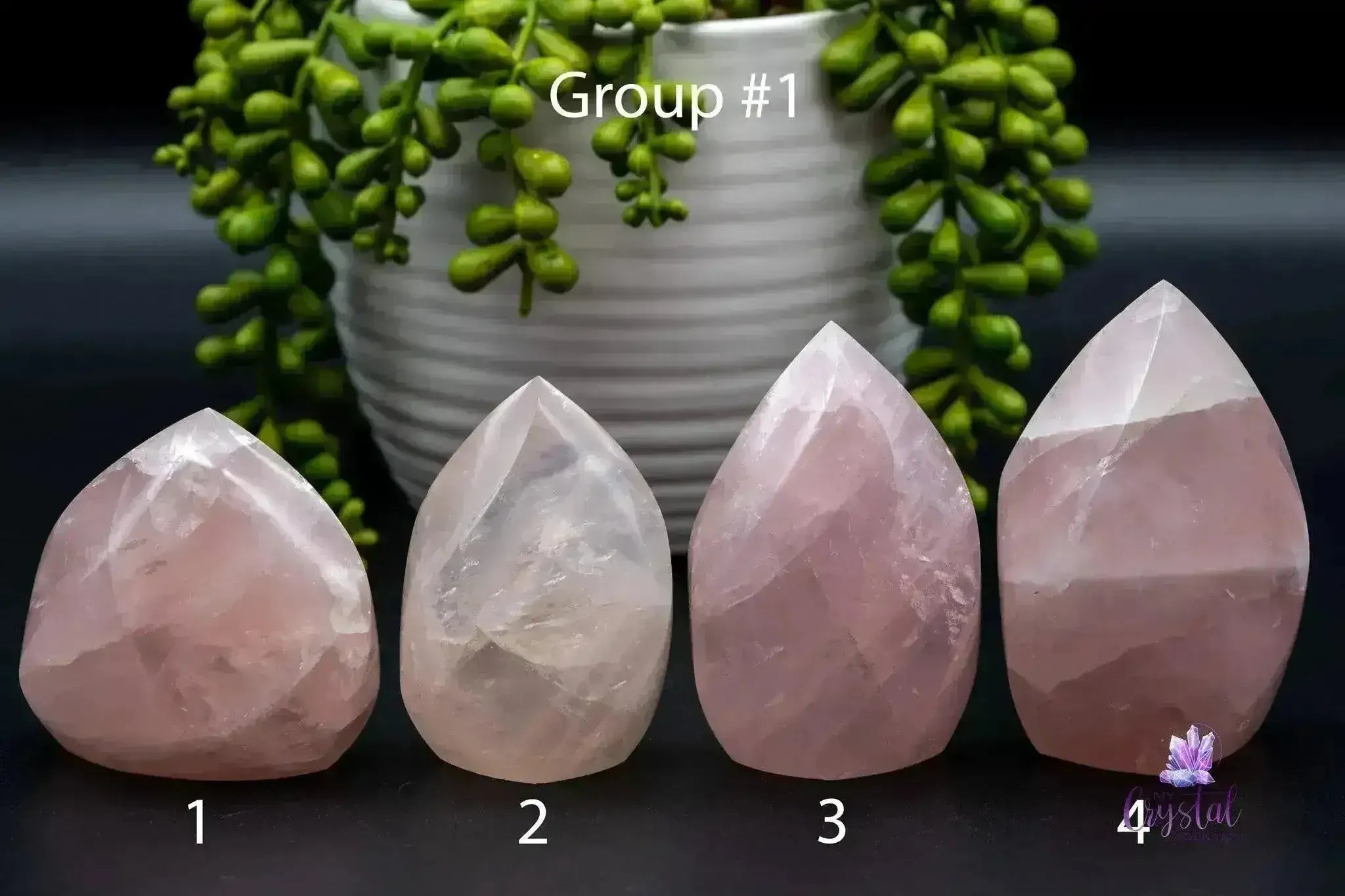 Rose Quartz Flame 2.4"-4.0"/61-102mm - Emotional Healing - My Crystal Addiction