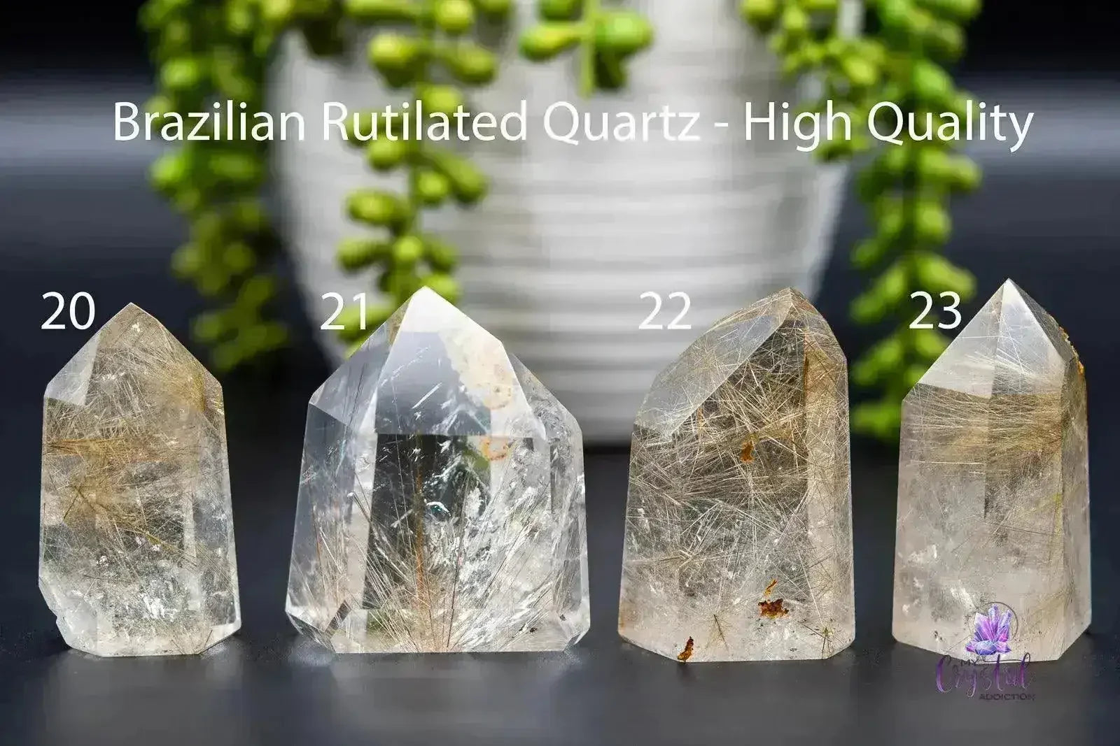 Rutile Quartz Tower 2.3"-2.5" Brazilian Crystal - My Crystal Addiction