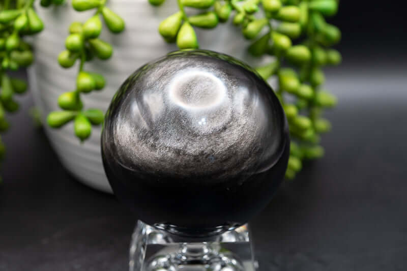 Silver Sheen Obsidian Sphere - 3" - My Crystal Addiction