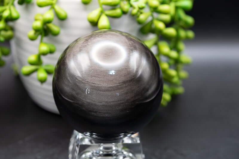 Silver Sheen Obsidian Sphere - 3" - My Crystal Addiction