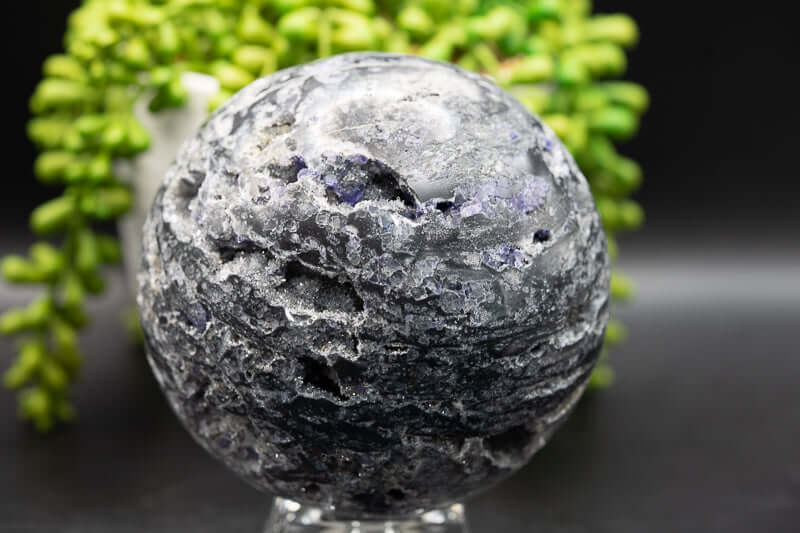 Sphalerite Sphere - Druzy w/Purple Fluorite Inclusions - 4.5" - My Crystal Addiction
