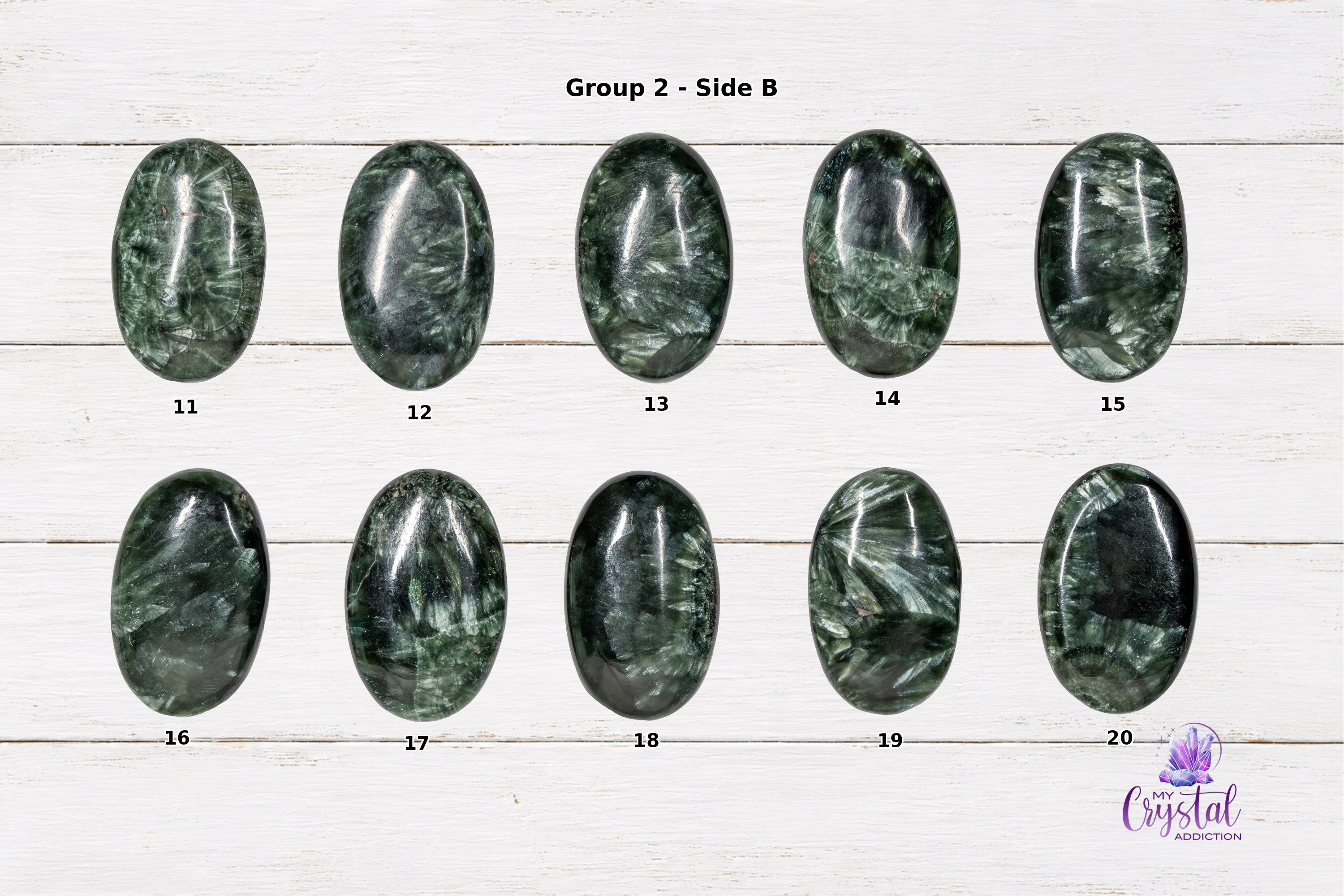 Product photo 6 of Seraphinite Mini Palms - Grade AA - Heart Chakra