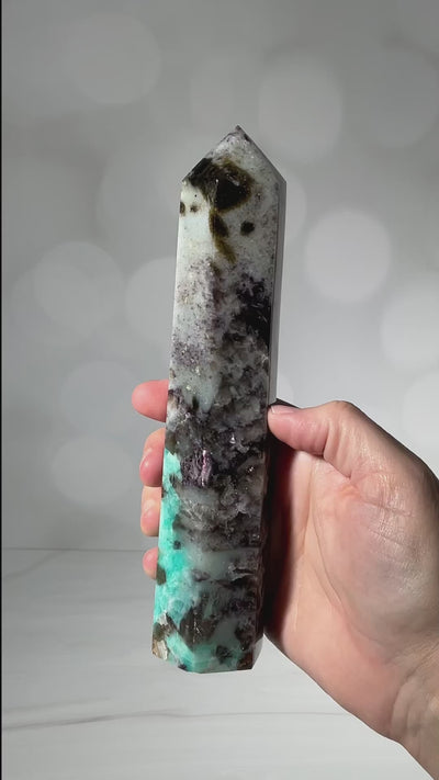 Amazonite with smokey quartz tower