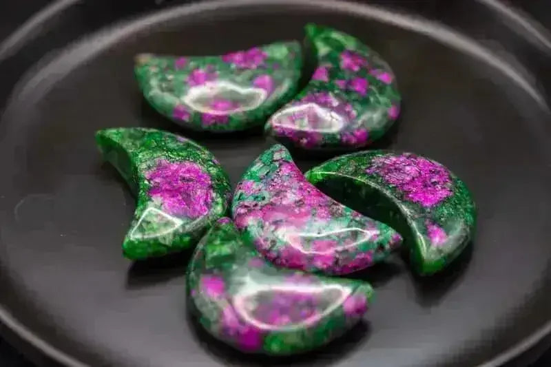 Ruby Zoisite Moon Carving - Heart Chakra - My Crystal Addiction
